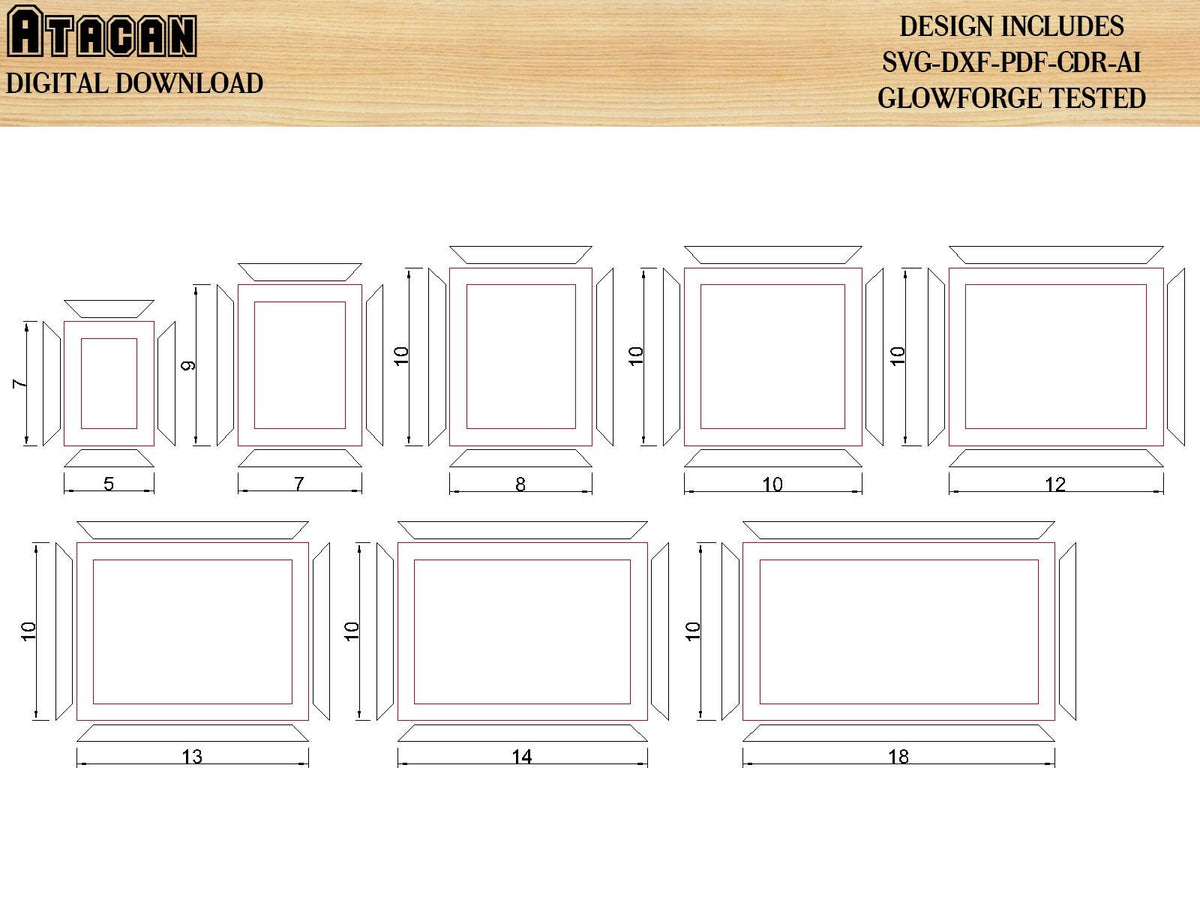 Rectangular Frame Dxf Rectangle Frames laser svg cut files square frame bundle Home Decor Sv ...