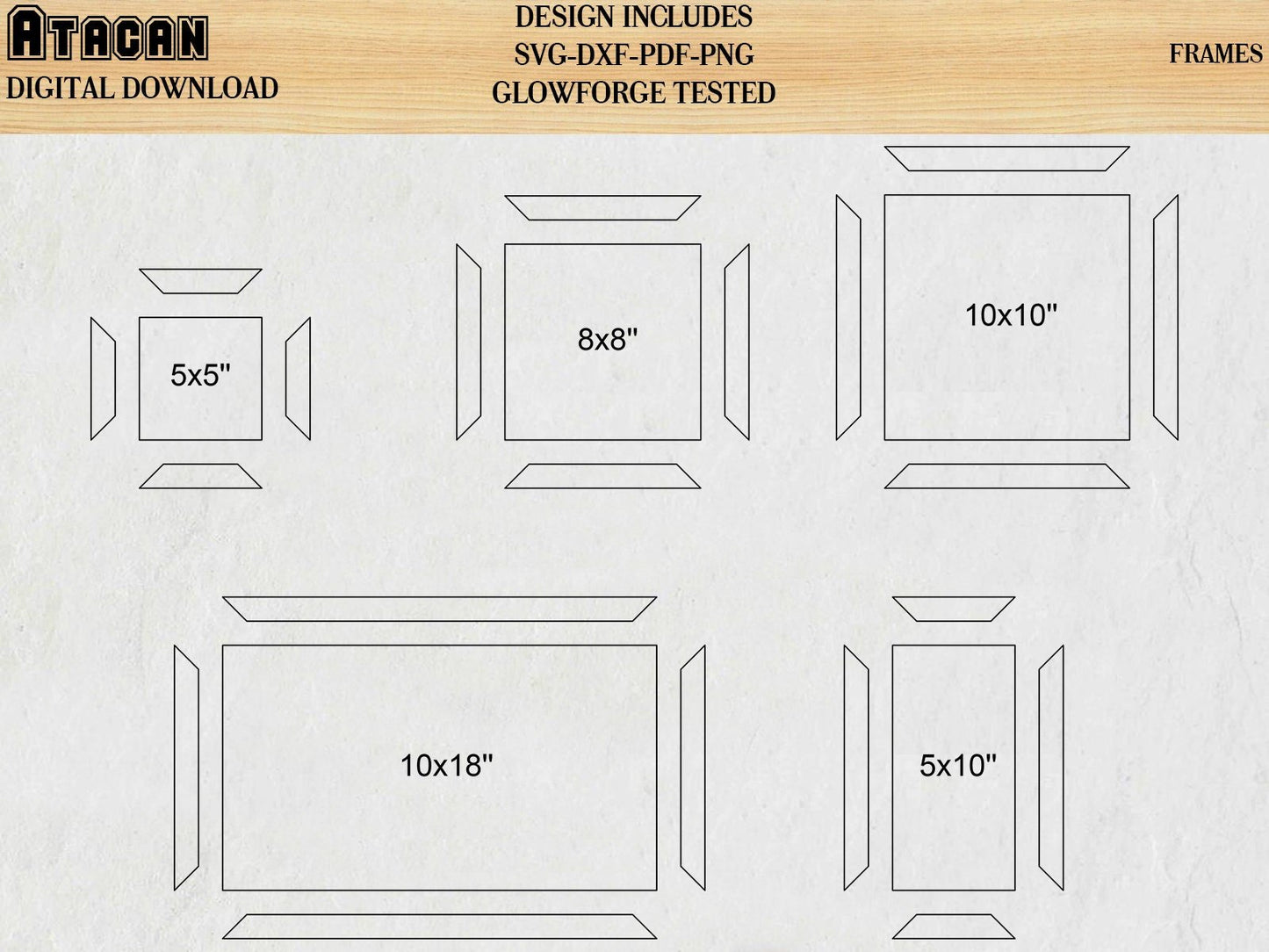 Rectangle Frames laser svg files for glowforge square frame bundle Home Decor Svg dxf Digital Download 139