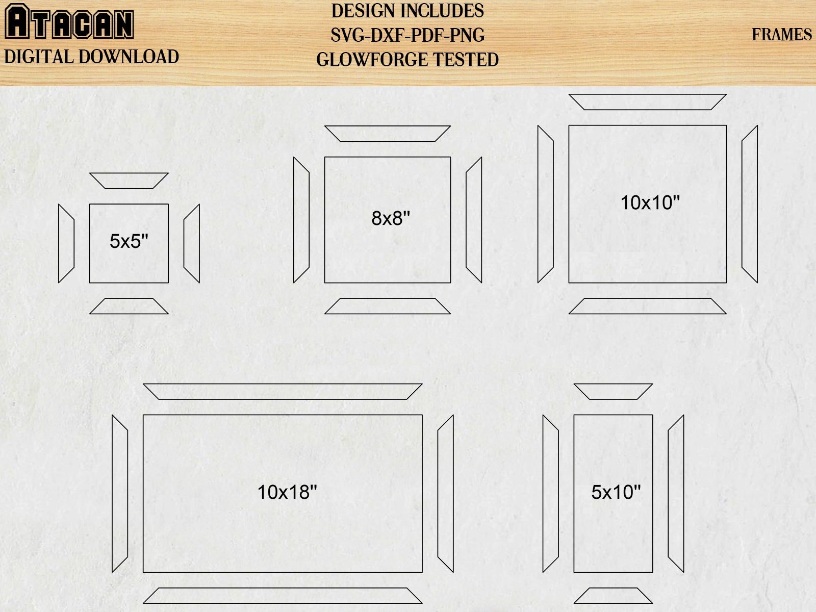 Rectangle Frames laser svg files for glowforge square frame bundle Home Decor Svg dxf Digital Download 139