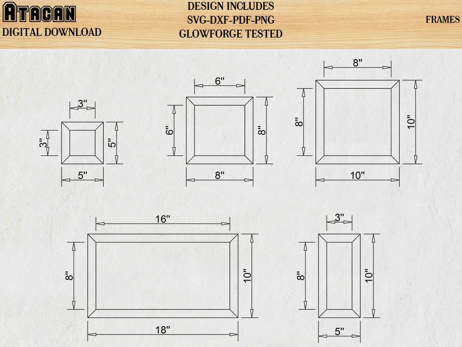 Rectangle Frames laser svg files for glowforge square frame bundle Home Decor Svg dxf Digital Download 139