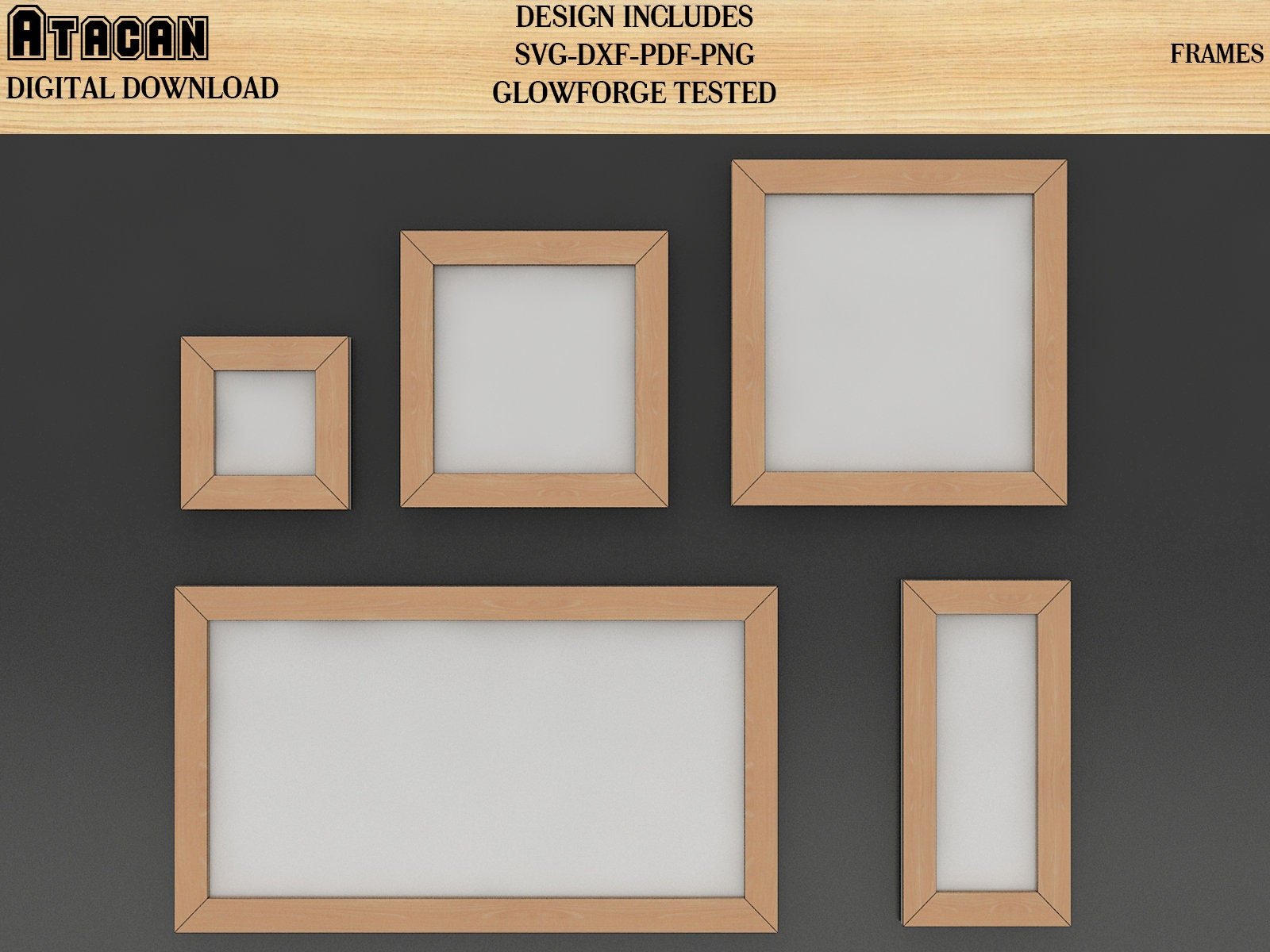 Rectangle Frames laser svg files for glowforge square frame bundle Home Decor Svg dxf Digital Download 139