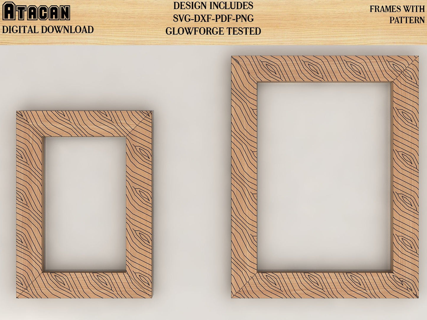 Dxf Shape Rectangular Rectangle Frames With Pattern laser svg cut files square frame bundle ...