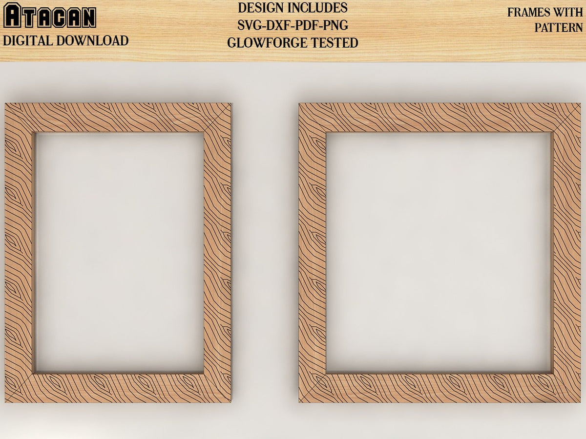 Dxf Shape Rectangular Rectangle Frames With Pattern laser svg cut files square frame bundle ...