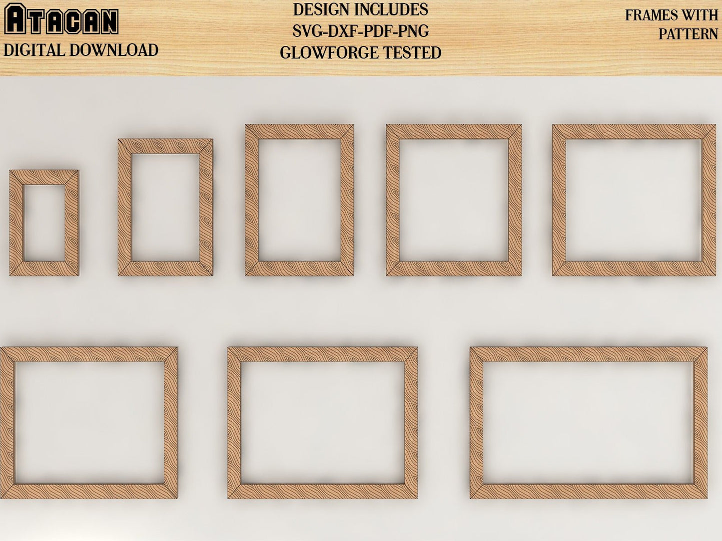 Dxf Shape Rectangular Rectangle Frames With Pattern laser svg cut files square frame bundle ...