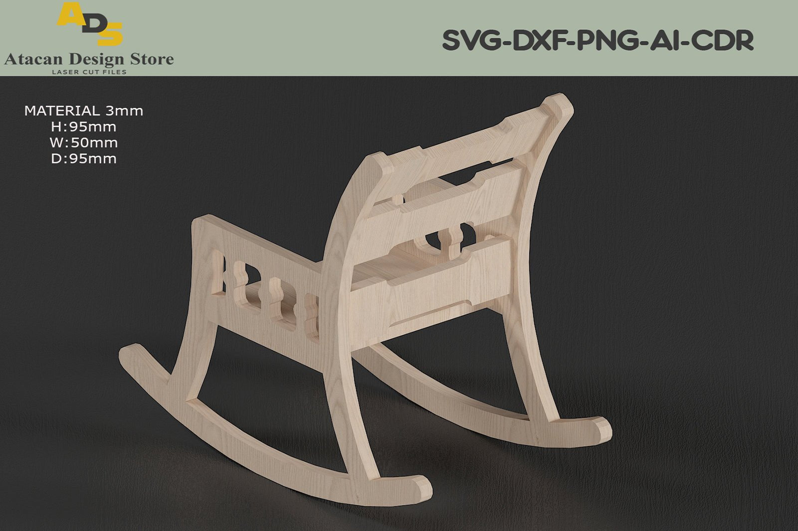 Rocking Chair Woodworking Plan / Miniature Rocking Chair for Vector / Laser cut Templates 281