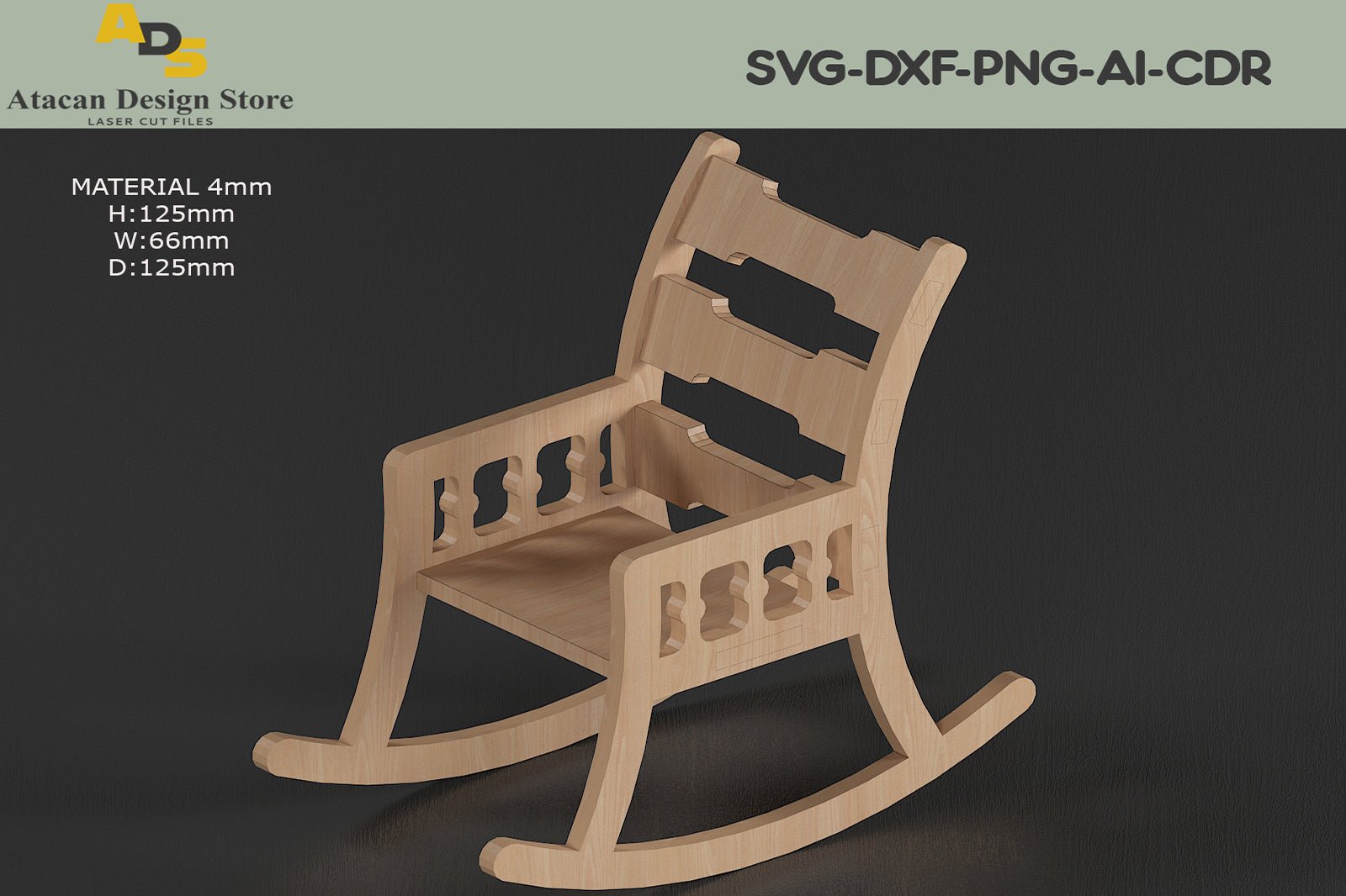 Rocking Chair Woodworking Plan / Miniature Rocking Chair for Vector / Laser cut Templates 281