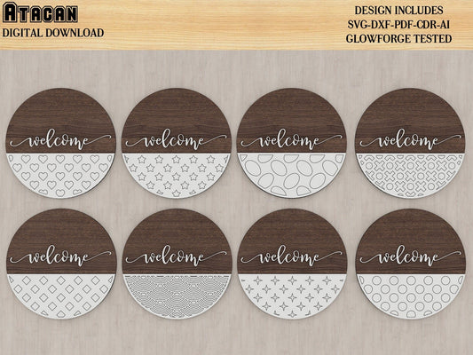 Round Door Hanger and Pattern Files / Round Wood Sign Svg / for Cricut digital download 391