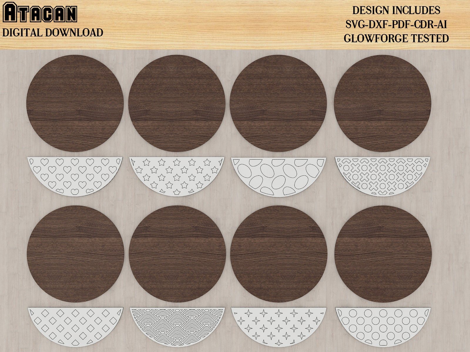 Round Door Hanger and Pattern Files / Round Wood Sign Svg / for Cricut digital download 391