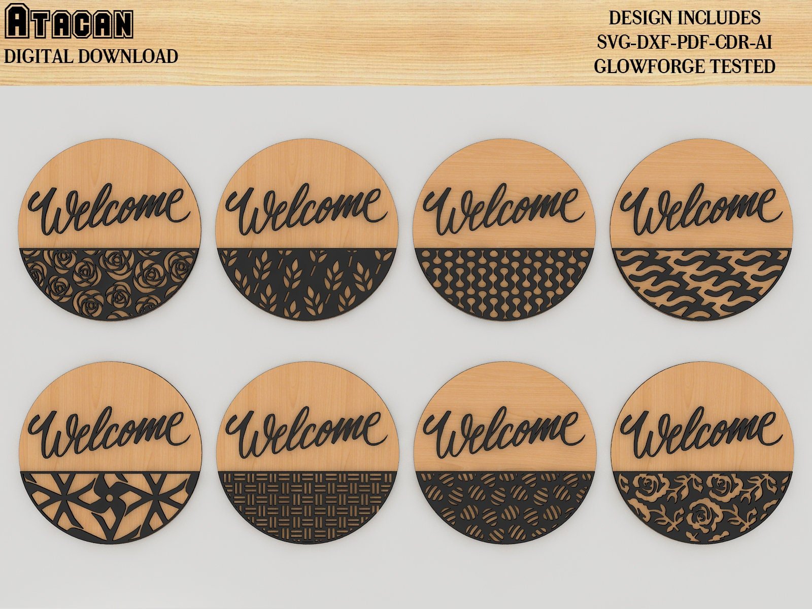 Round door hanger Bundle / Welcome Door Sign / Patterned Round Door Ha ...