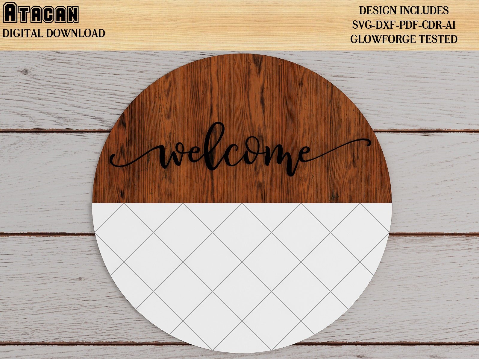 Round door hanger / Welcome Door Sign / Faux shiplap Round Door Hanging 447