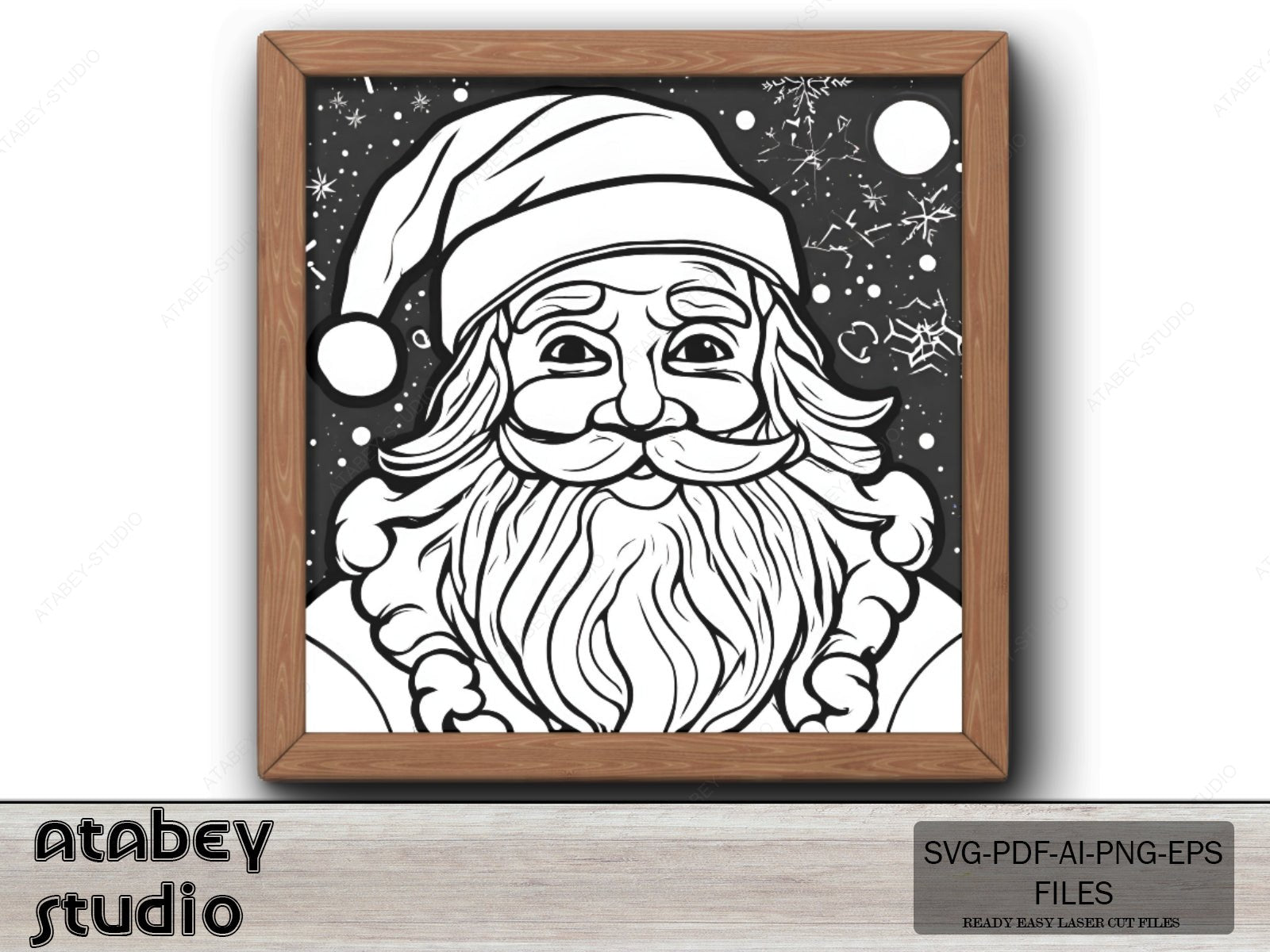 Santa Claus Printable Posters / Square Santa Christmas Download Prints / Digital Downloadable Sheets SVG Ai EPS PNG 542