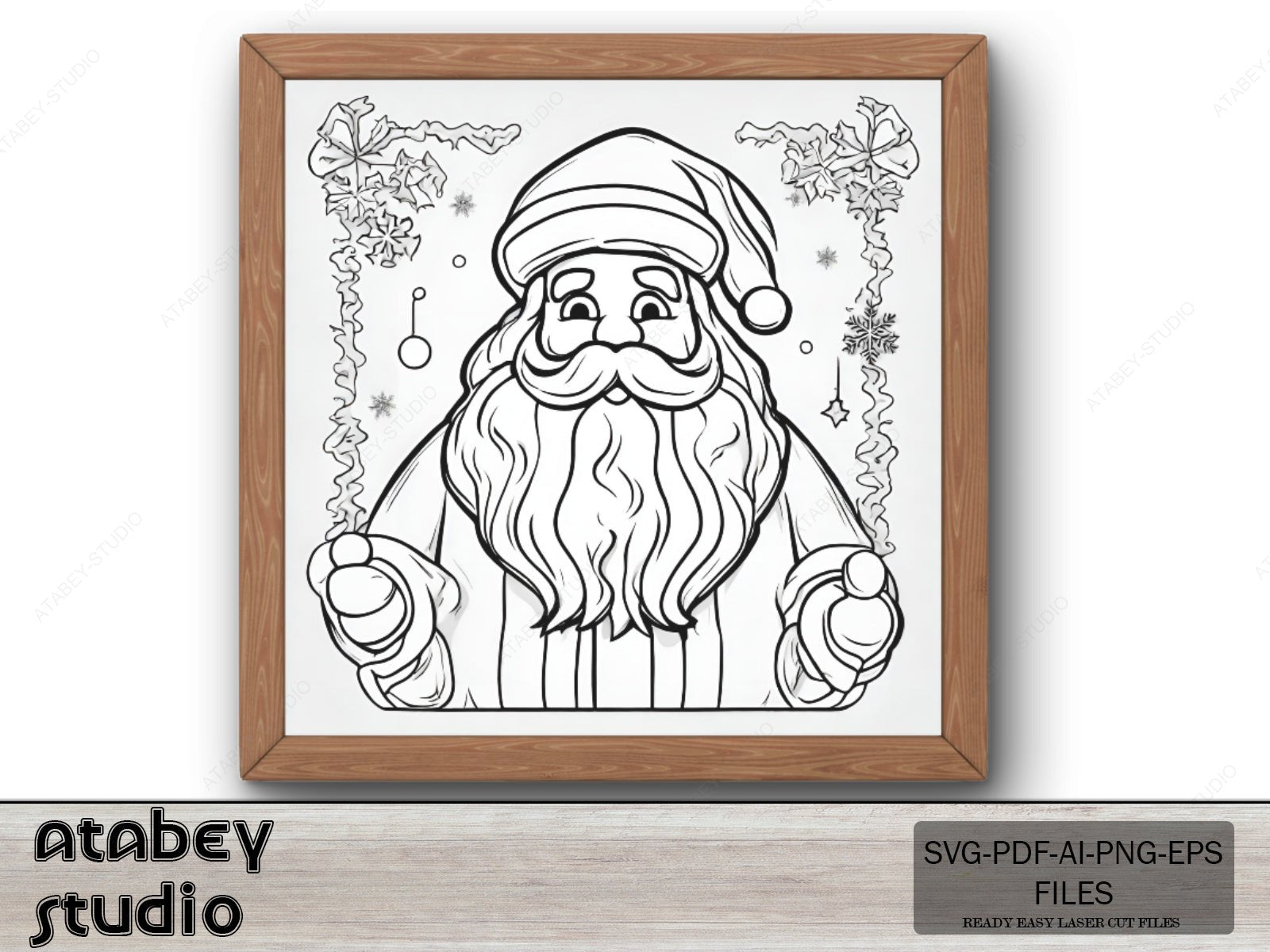 Santa Claus Printable Posters / Square Santa Christmas Download Prints / Digital Downloadable Sheets SVG Ai EPS PNG 542