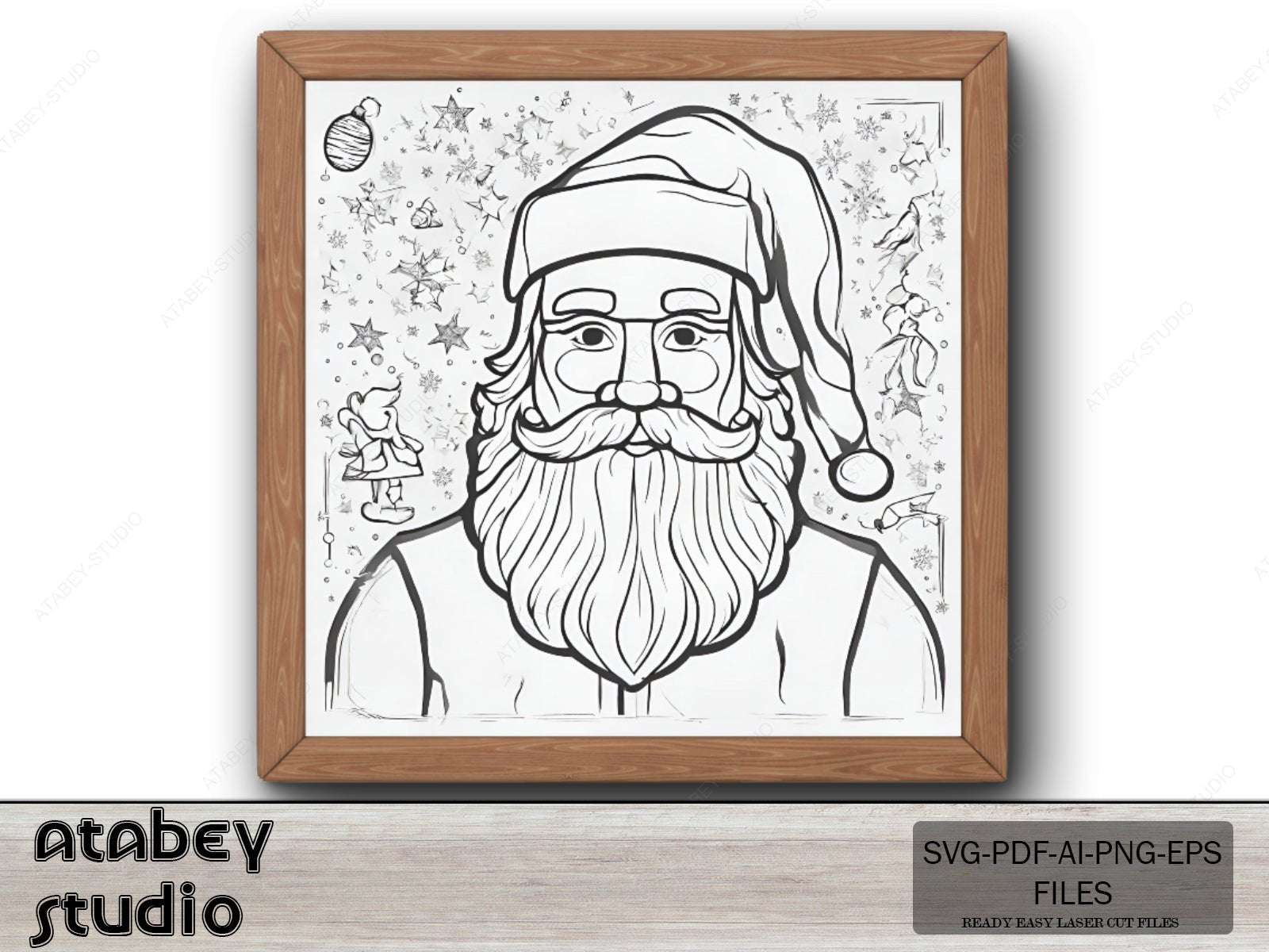 Santa Claus Printable Posters / Square Santa Christmas Download Prints / Digital Downloadable Sheets SVG Ai EPS PNG 542