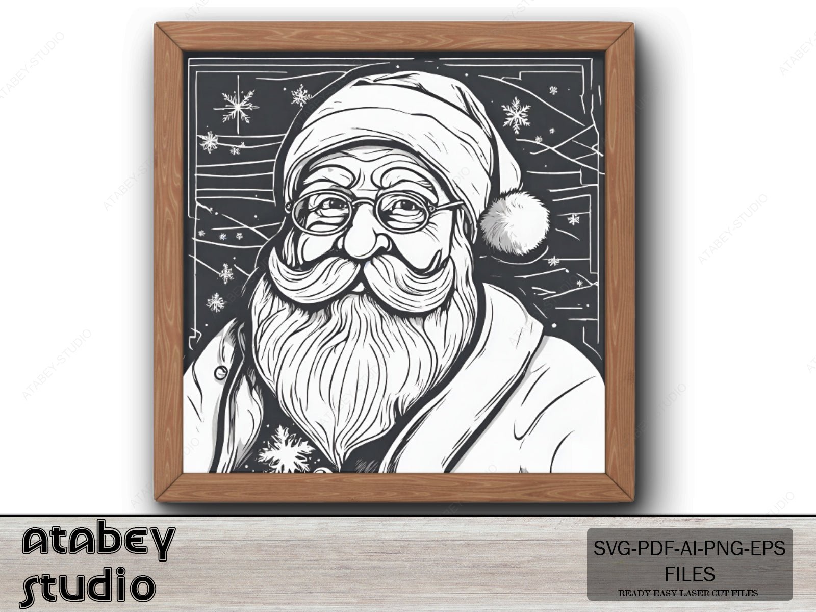 Santa Claus Printable Posters / Square Santa Christmas Download Prints / Digital Downloadable Sheets SVG Ai EPS PNG 542