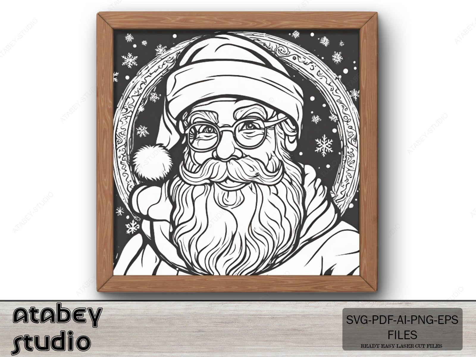 Santa Claus Printable Posters / Square Santa Christmas Download Prints / Digital Downloadable Sheets SVG Ai EPS PNG 542