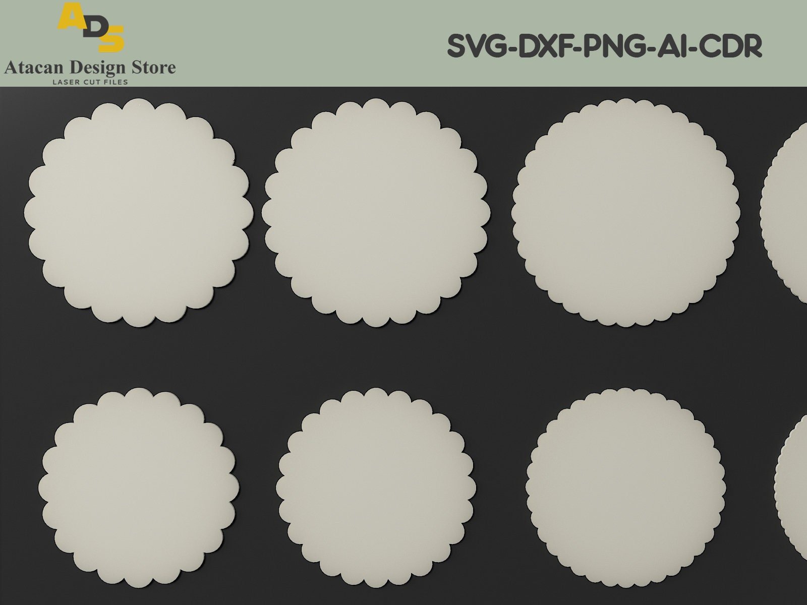 Scallop circle SVG / Scallop shape digital download / Scalloped Rounds ...