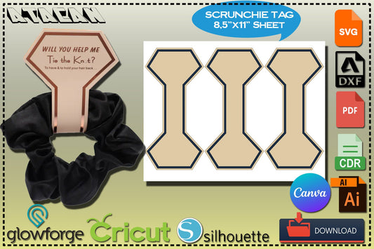 Scrunchie Tag Template / Scrunchie Label 8.5"x11" sheet, Printable Canva SVG DXF Ai CDR 347