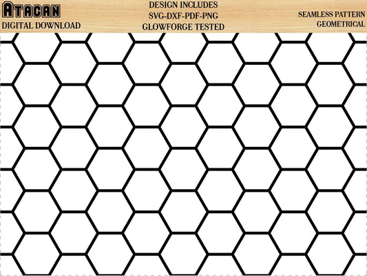 Seamless Honeycomb pattern SVG honey black white transparent background geometric pattern clipart Glowforge Cricut Silhouette files 040