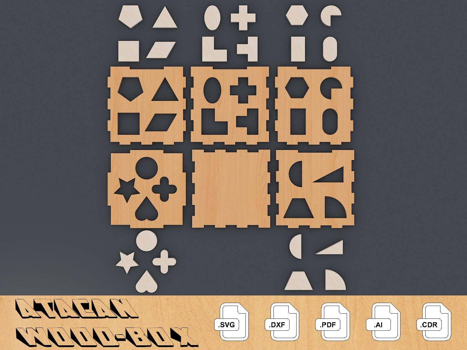 Shape Sorting Cube / Laser Cut Files / Developmental Toy / Instant download / Glowforge SVG files 120