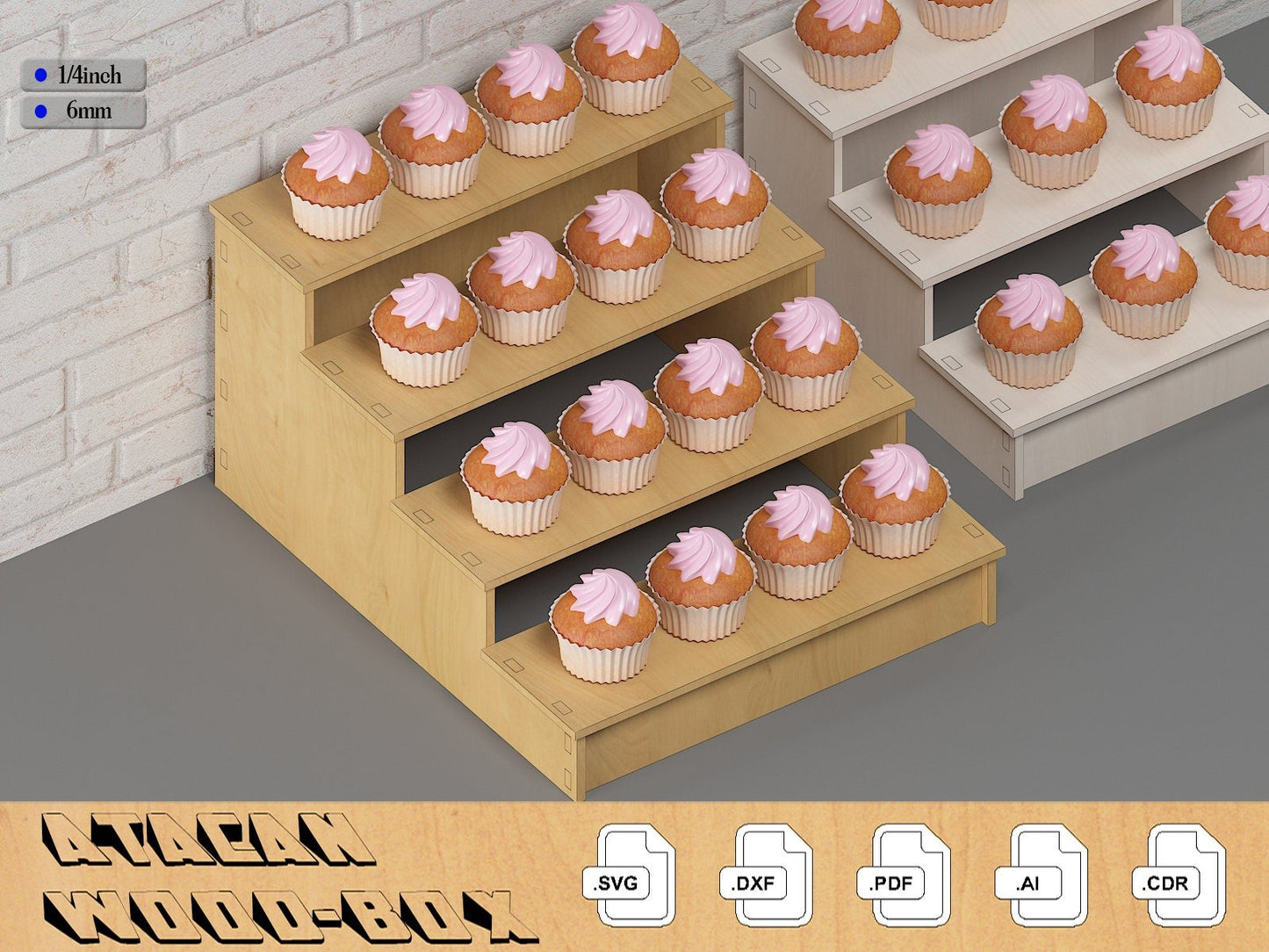 Shelf Retail Counter Display Stand / Cupcake Stand / Display Shelves / Laser Cut File SVG DXF CDR Ai 319