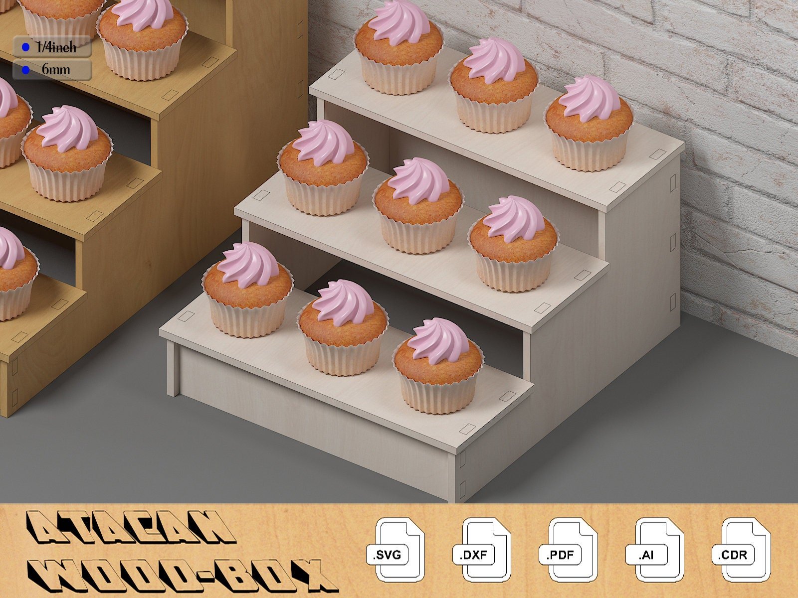 Shelf Retail Counter Display Stand / Cupcake Stand / Display Shelves / Laser Cut File SVG DXF CDR Ai 319