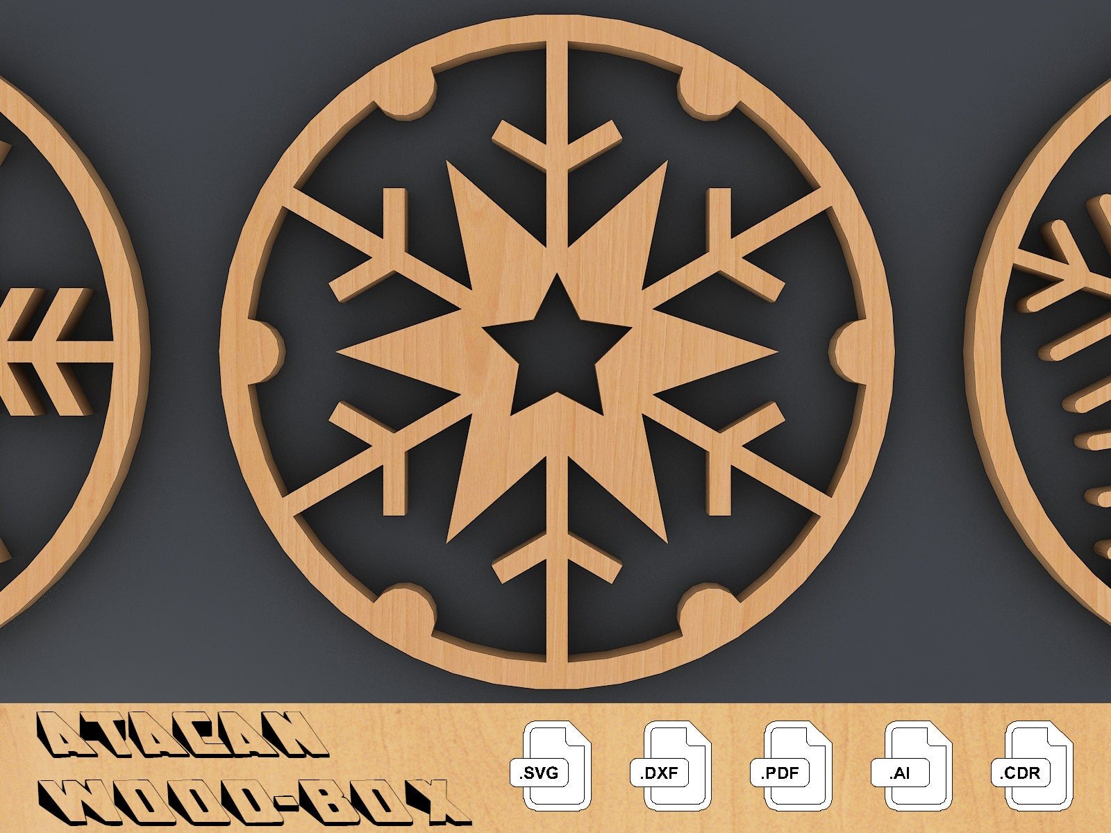 Snowflake Coasters Bundle, Coaster Box Laser cut file SVG DXF, Glowforge Laser cut template Patterns 108