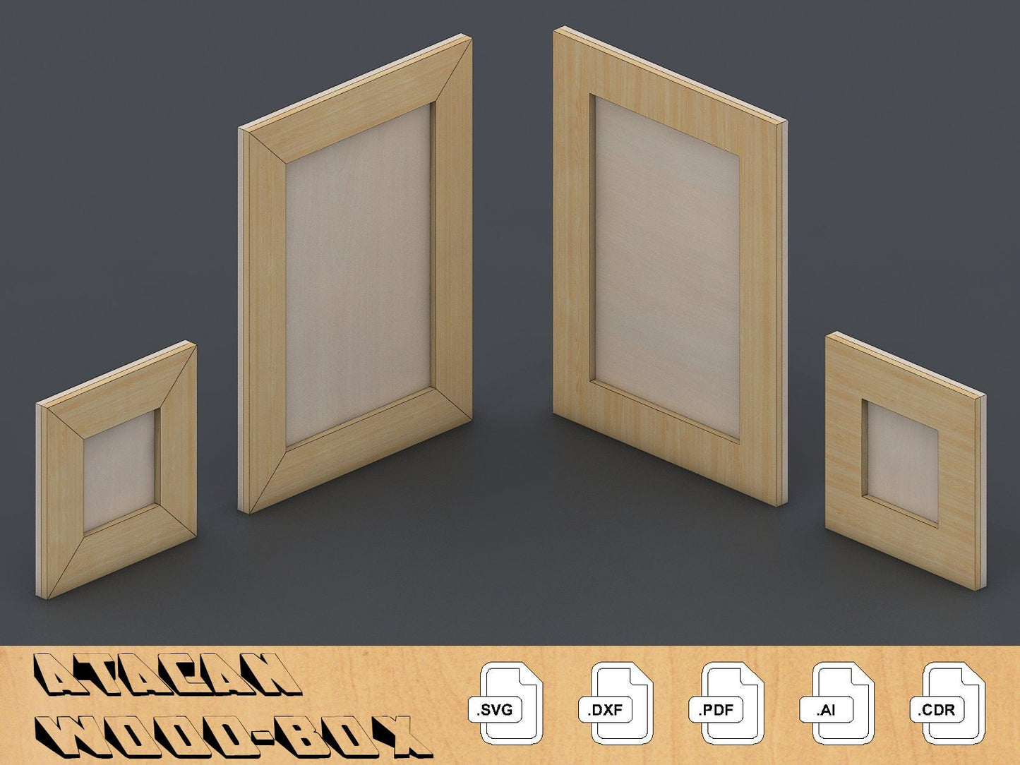 Standart Imperial 'Inch' picture frame size, Laser Cut File, Photo frame cut files, SVG/CDR/DXF/Ai 042