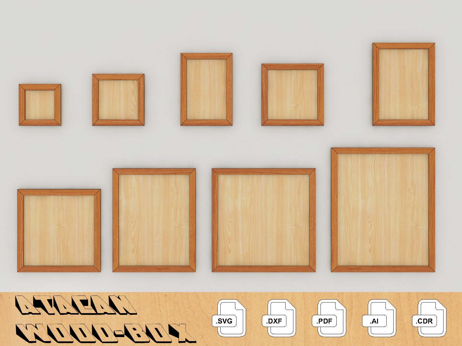 Standart Metric Sizes Pic Frame Bundle - Laser Cut SVG Files - Glowforge Files - Digital Download 044