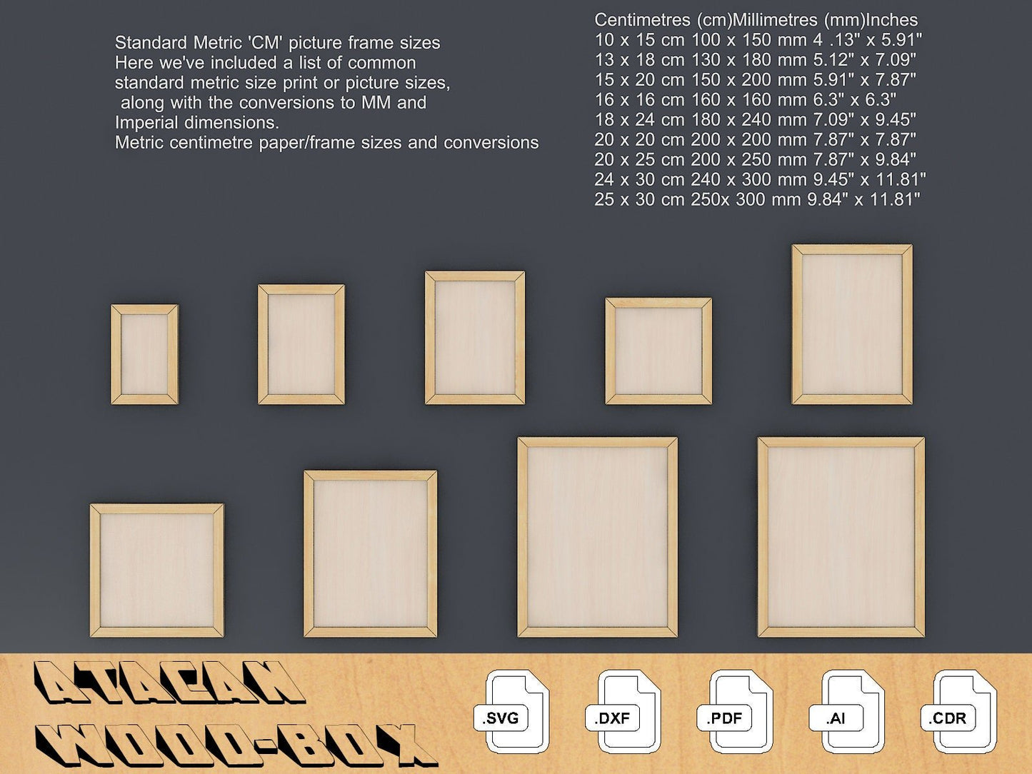 Standart Sizes Frames Bundle Cut File, Laser Cut File, Instant Download, SVG/CDR/DXF/Ai 041