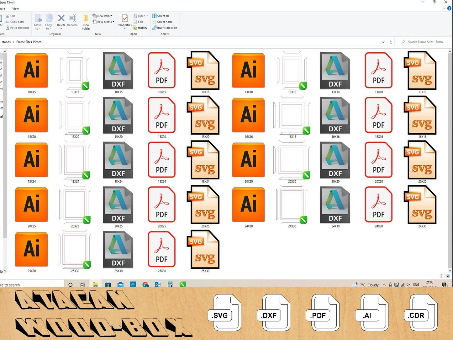 Standart Sizes Frames Bundle Cut File, Laser Cut File, Instant Download, SVG/CDR/DXF/Ai 041