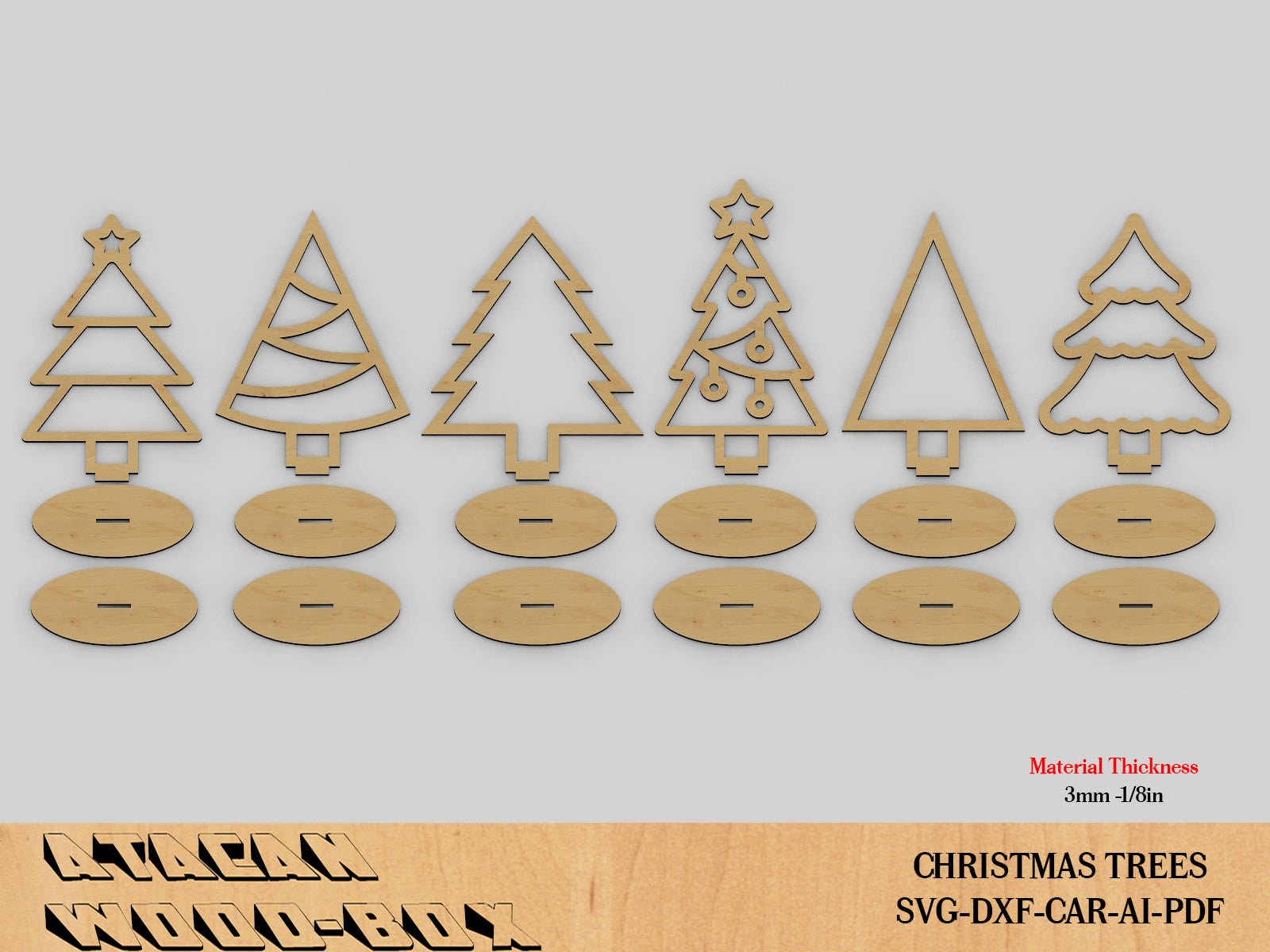 Standing Christmas Trees / Tree Laser Cut SVG / Noel Tree Gift Templates / Glowforge Cricut Tree SVG DXF Ai Cdr Pdf Files 387