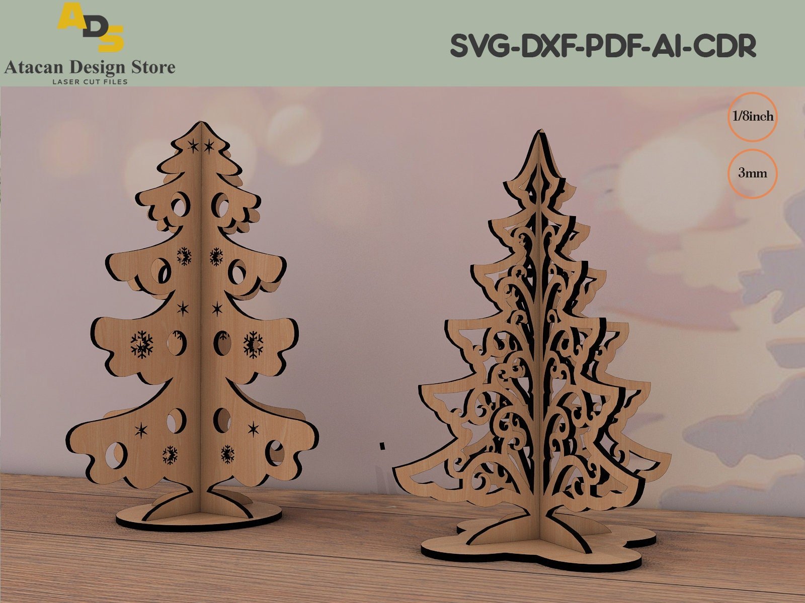Standing Trees Christmas template pattern / Noel Decoration / Xmas Tree Cut Files ADS197
