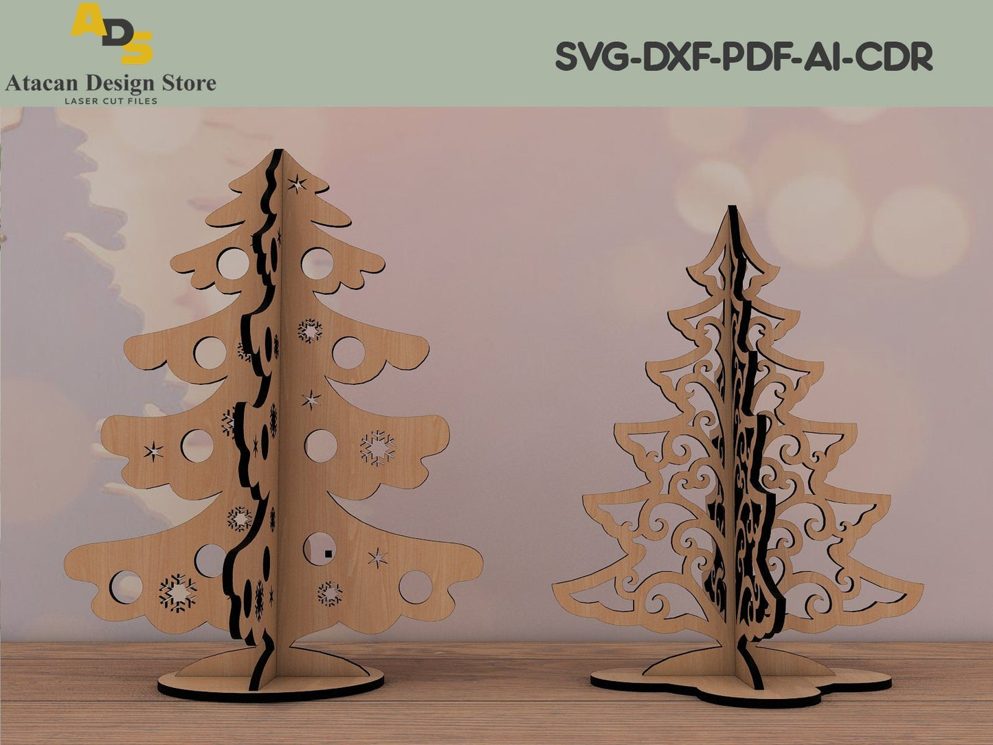 Standing Trees Christmas template pattern / Noel Decoration / Xmas Tree Cut Files ADS197