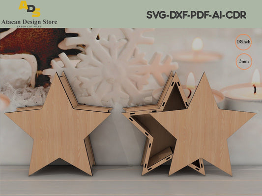 Star Box Laser Cut Files / Glowforge SVG / Laser Box Files ADS199