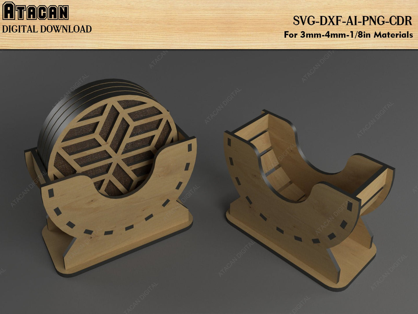 Stylish Coaster Box Holder / Keep your Coasters Organized and Ready to Use / DIY Coaster Stand Laser Cut Files 526