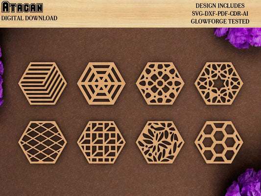 SVG Coaster file for Laser Cut, Digital Vector DXF Files, Instant Download, CNC Glowforge Cricut Templates 336