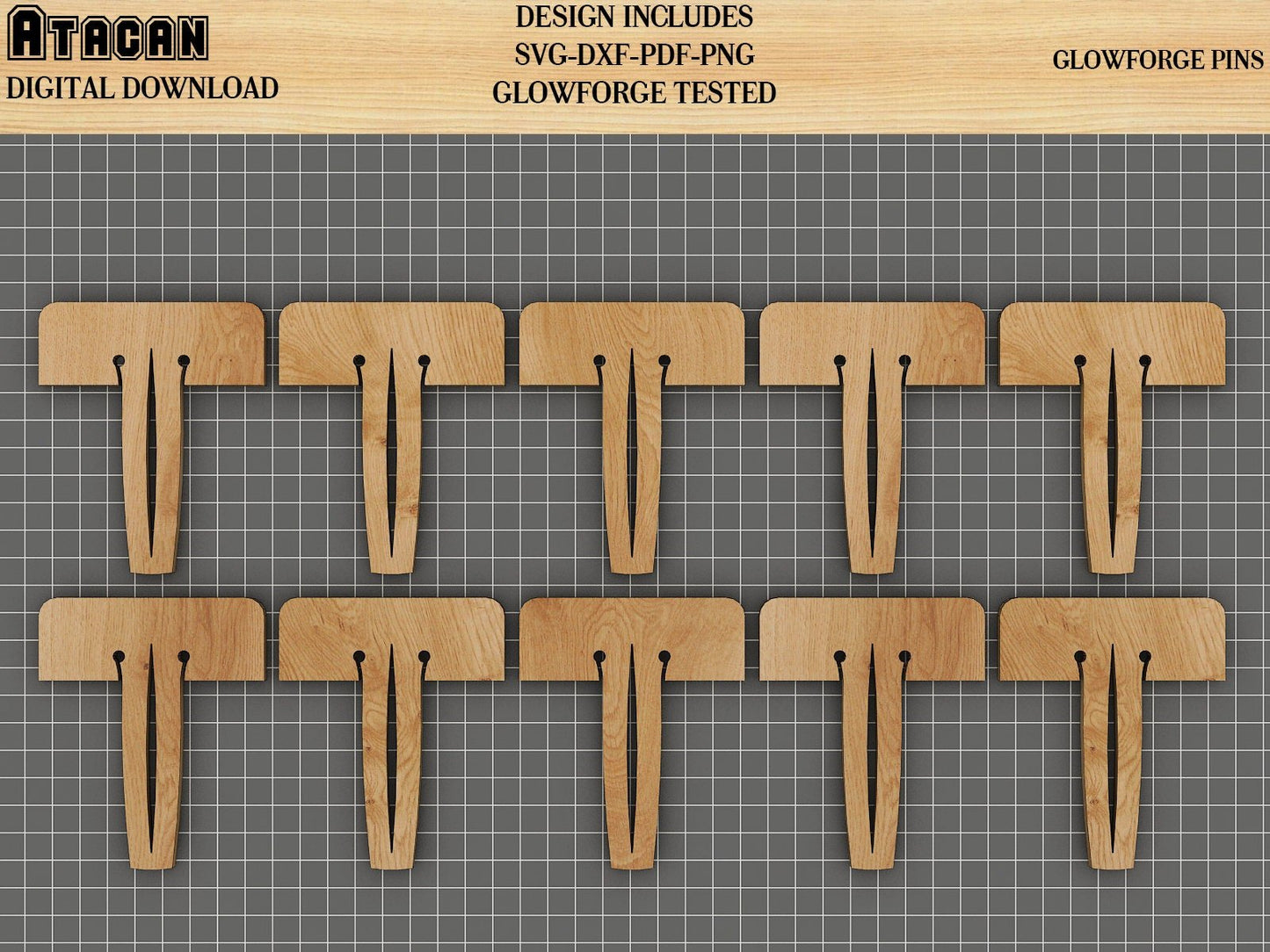 SVG Pins for Glowforge - Digital File Crumb Tray Pins - Honeycomb Tray Pins SVG 240