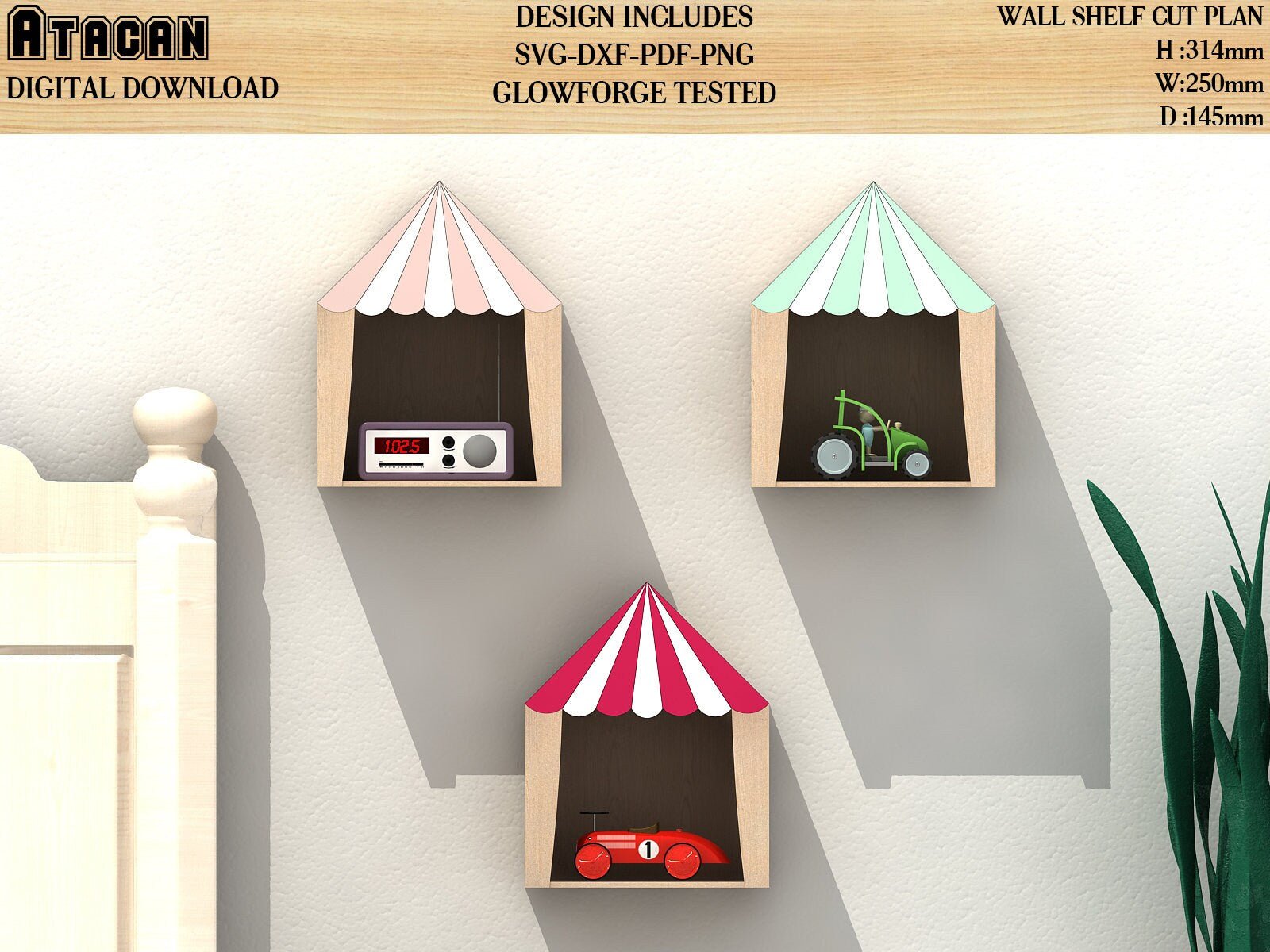 Tent Wall Shelf cut plans Glowforge Digital Download wall shelves svg files 063