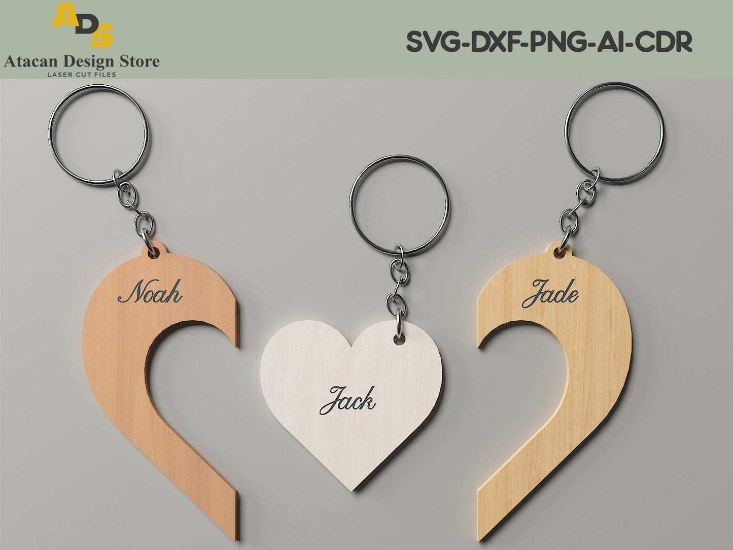 The Hearts of Our Family Key Chain cut Files / Laser Cut Personalized Cute Keychains / Key Fob Templates 264