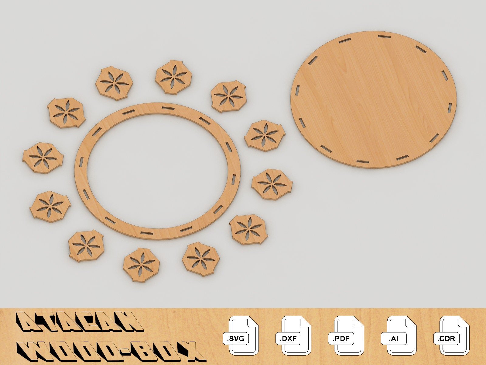 Tray Different Thickness Laser cut files SVG, DXF vector plans, laser file, glowforge file 104