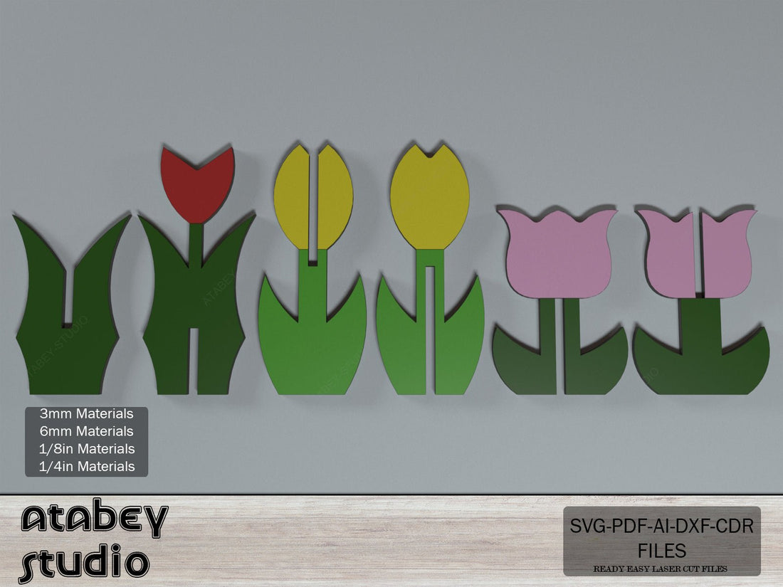 Tulip Flower Laser Cut files / Tulip Flower Cutting File / Acrylic Woo ...