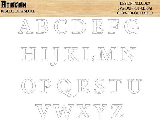 Uppercase Alphabet Includes A through Z Svg-Dxf-Ai-Cdr formats, laser cut files 260