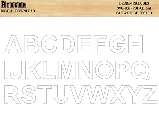 Uppercase Standart Alphabet Includes A through Z Svg-Dxf-Ai-Cdr formats, laser cut files 261