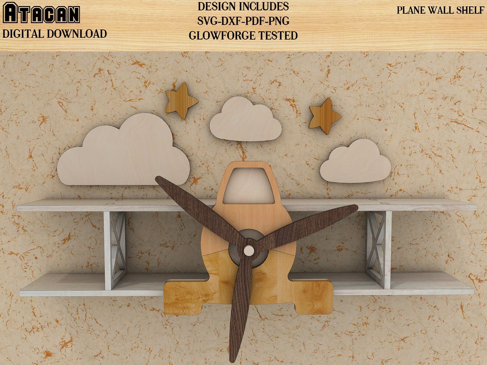 Wall shelf biplane, Wood plane wall shelf laser cut plan, aircraft svg files 250