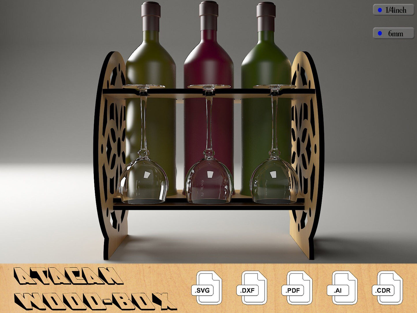 Wine Glass Holder Wood Wine Bottle Display / Wine or Spirit Rack 301