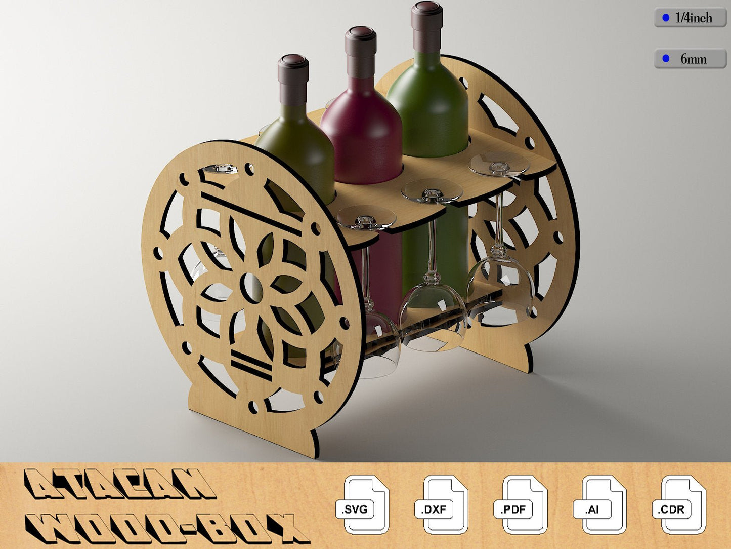 Wine Glass Holder Wood Wine Bottle Display / Wine or Spirit Rack 301