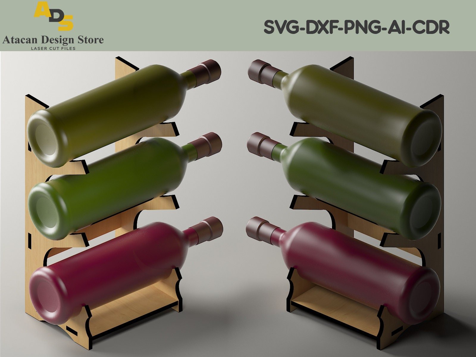 Wine Rack Countertop / Wineglass Holder / Wooden Wine Stand / Dxf Svg Cdr 251