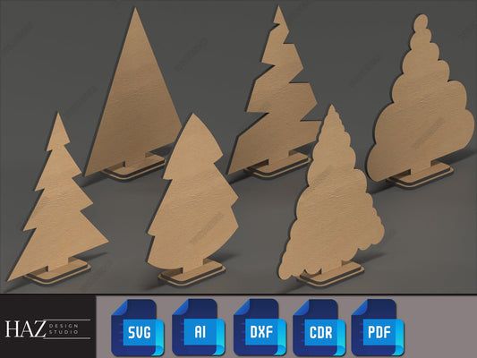 Wood Christmas Tree SVG Collection - Pine Trees Laser Cut Files for Holiday Crafts 190