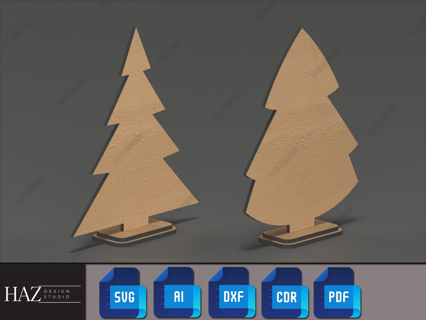 Wood Christmas Tree SVG Collection - Pine Trees Laser Cut Files for Holiday Crafts 190