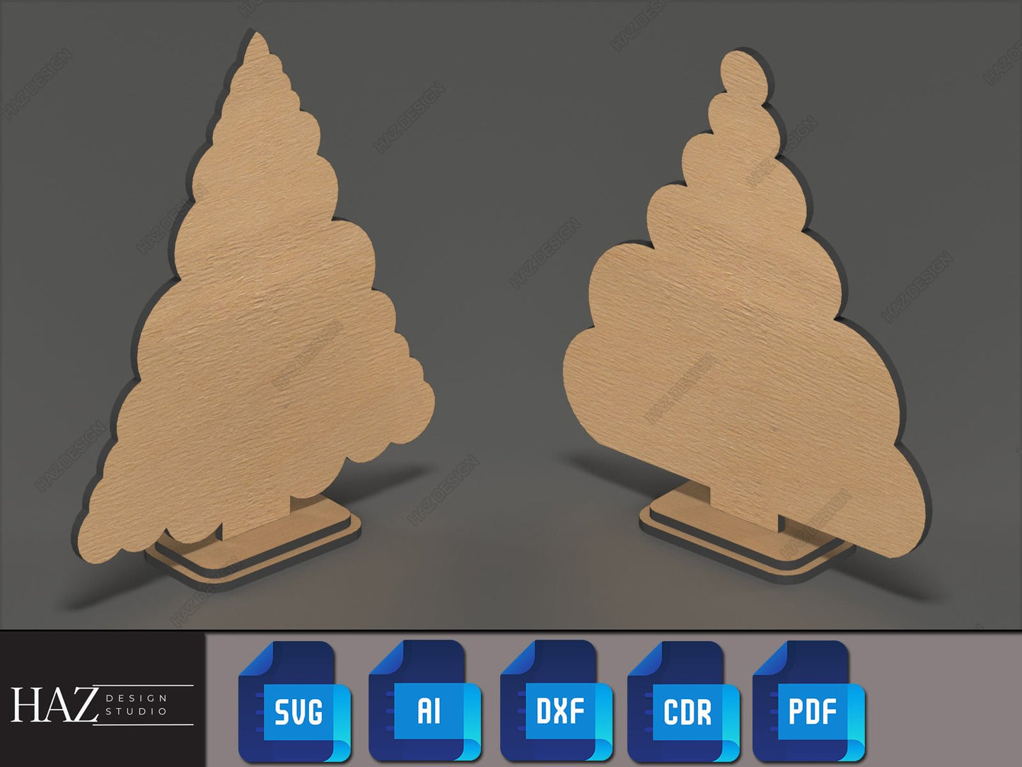 Wood Christmas Tree SVG Collection - Pine Trees Laser Cut Files for Holiday Crafts 190